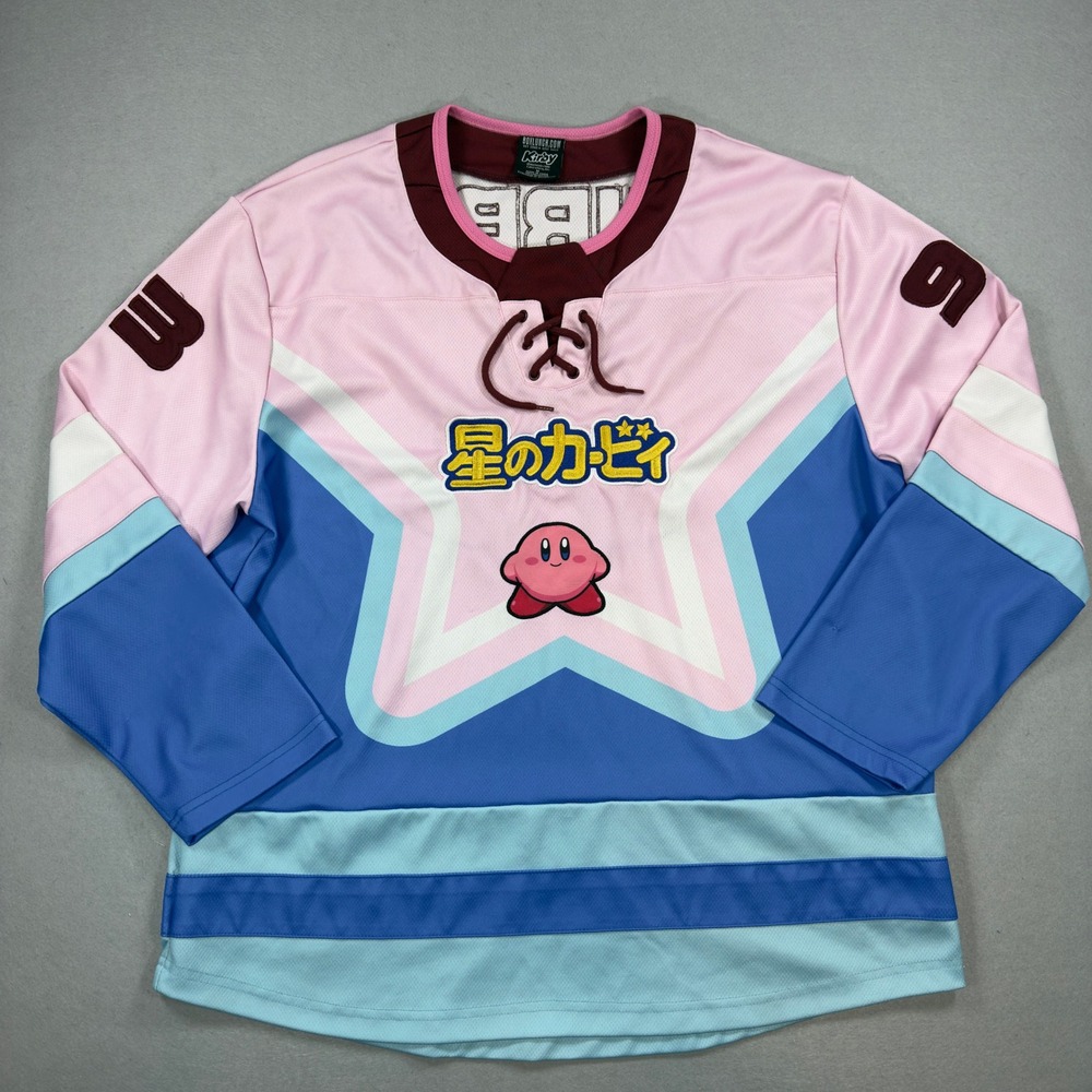 Kirby Hockey Jersey Mens Medium Pink Nintendo BoxLunch Oversized Men/Women